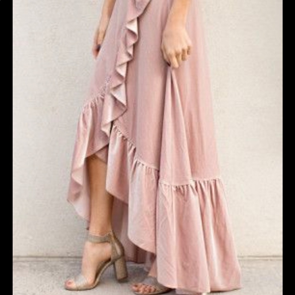 NWT Joyfolie Pink Portia Velvet Wrap Ruffle Skirt